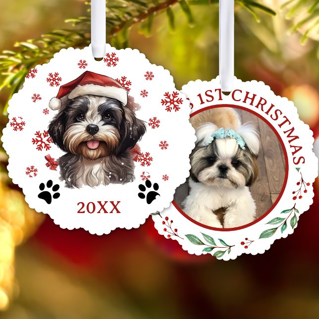 Christmas Shih Tzu Dog Personalised Tree Decoration Card (Creator Uploaded)