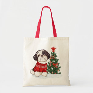 Christmas Shih Tzu Dog Tote Bag
