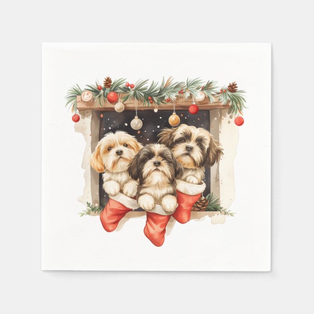 Christmas Shih Tzu Dogs Napkin (Front)