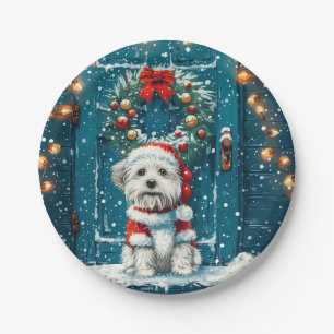 Christmas Shih Tzu Dogs Paper Plate