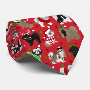Christmas Shih Tzu Dogs Tie