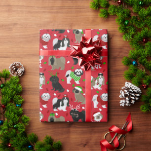 Christmas Shih Tzu Dogs Wrapping Paper