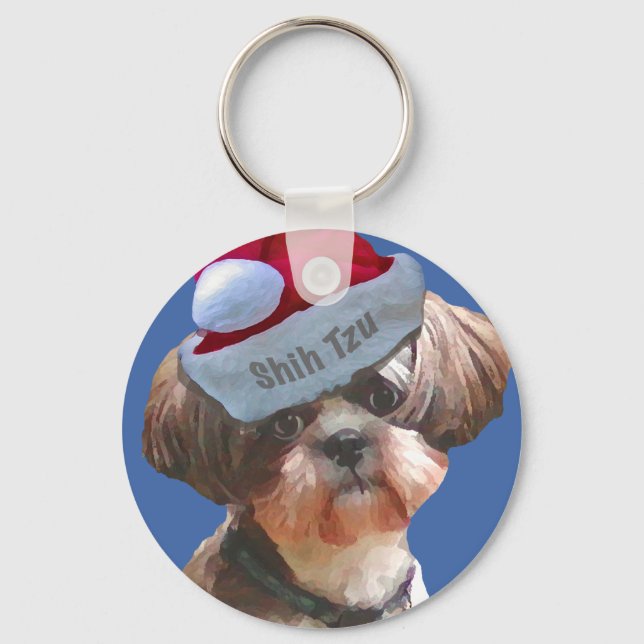 Christmas Shih Tzu Key Ring (Front)