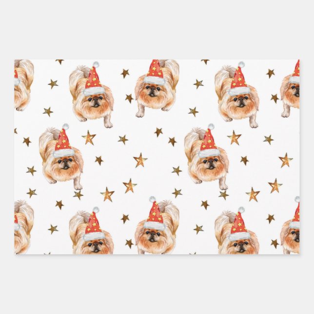 Christmas Shih Tzu Lover Pattern, Dog Owner Gift Wrapping Paper Sheet (Front)