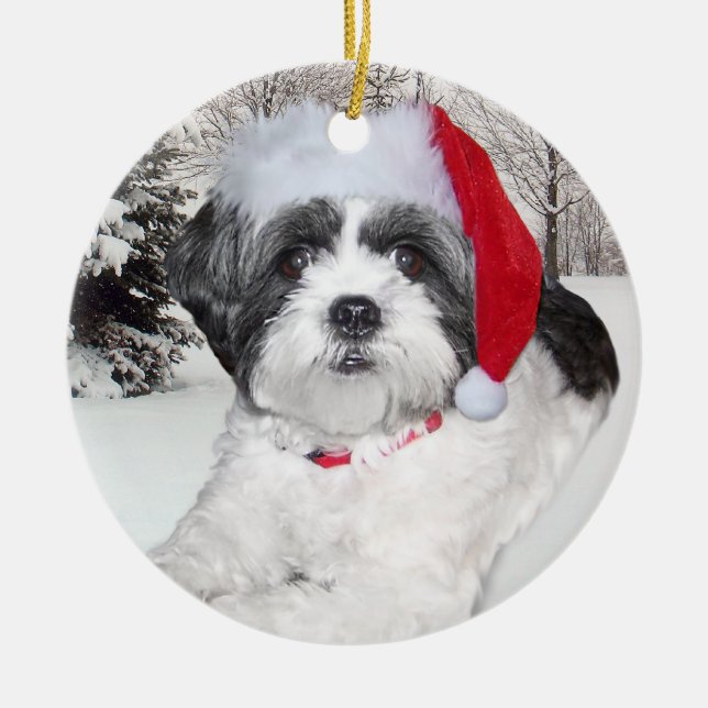 Christmas Shih Tzu Ornament (Front)