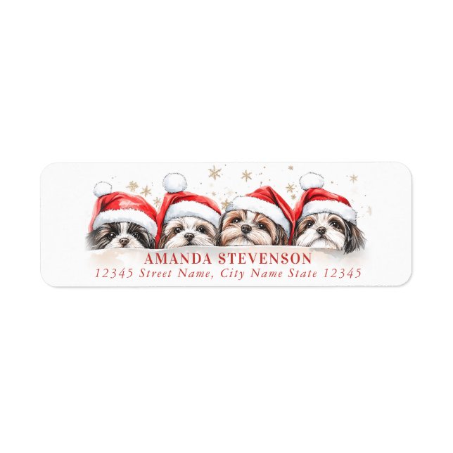 Christmas Shih Tzu Return Address Labels (Front)