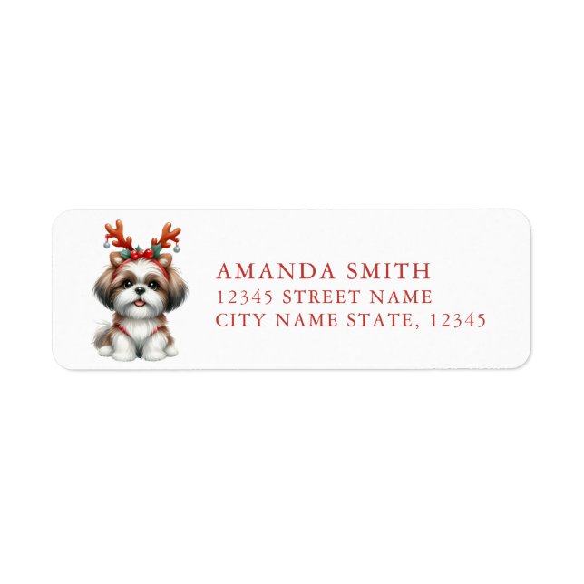 Christmas Shih Tzu Return Address Labels (Front)