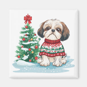 Christmas Shih Tzu Santa Dog Magnet
