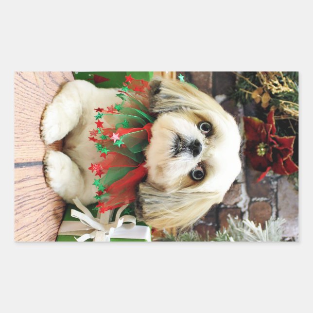 Christmas - Shih Tzu - Sophie Rectangular Sticker (Front)