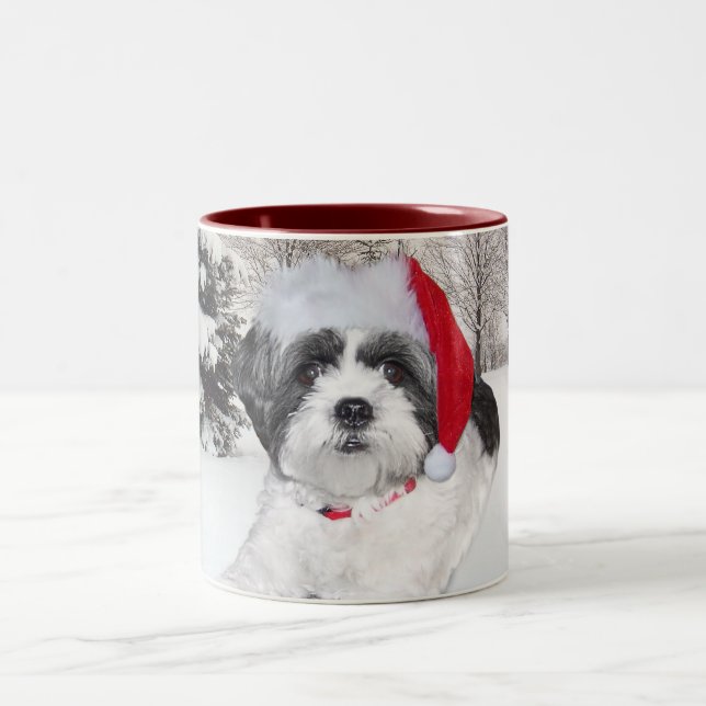 Christmas Shih Tzu Two-Tone Coffee Mug (Center)