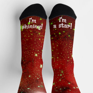 Christmas Shining Stars Red Cosmic Holiday Cheers Socks