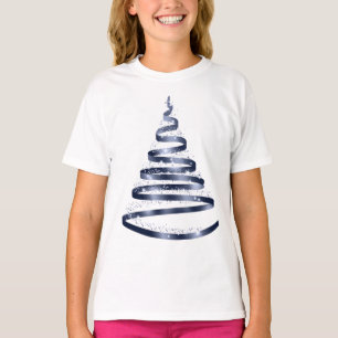 Christmas Shiny Blue Ribbon Tree Sparkle T-Shirt