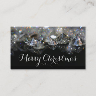 Christmas Shiny Festive Elegant Diamonds Black Business Card