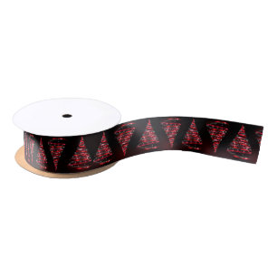 Christmas Shiny Red Tree Sparkle Black Elegant Satin Ribbon