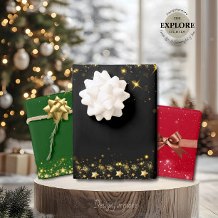 Christmas shiny stars WRAPPING PAPER SHEETS