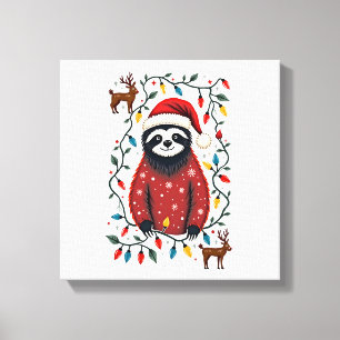 Christmas Shirt for Sloth Lover Gift Santa Buffalo Canvas Print