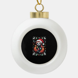 Christmas Shirt for Sloth Lover Gift Santa Buffalo Ceramic Ball Christmas Ornament