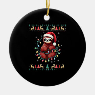 Christmas Shirt for Sloth Lover Gift Santa Buffalo Ceramic Tree Decoration