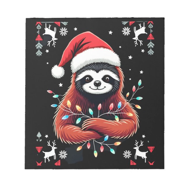 Christmas Shirt for Sloth Lover Gift Santa Buffalo Notepad (Front)