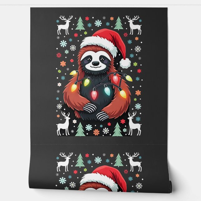 Christmas Shirt for Sloth Lover Gift Santa Buffalo Wallpaper (Unrolling)
