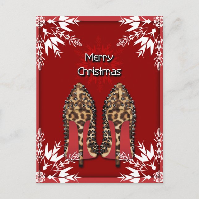 Christmas Shoes Stilettos fashion Snowflake Xmas Holiday Postcard (Front)