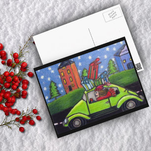 Christmas Shopping Car Gifts Holiday Postcard