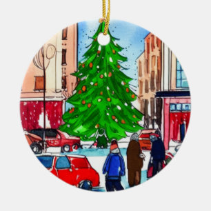 Christmas Shopping Ceramic Tree Decoration