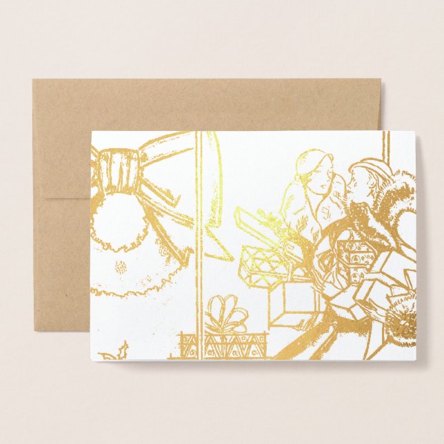 Christmas Shopping Foil Card (Front With Envelope)