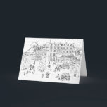 Christmas shopping in Covent Garden Holiday Card<br><div class="desc">Black line on white card - a Christmas scene of shoppers,  carol singers and buskers in Covent Garden,  London</div>