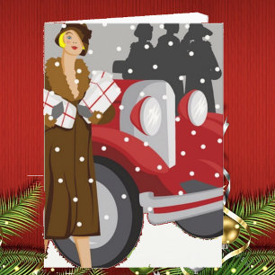 Christmas Shopping in the Snow Holiday Card