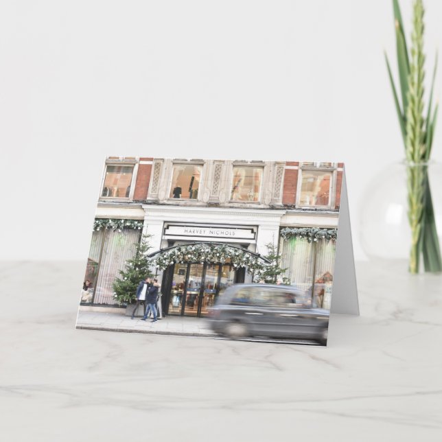 Christmas Shopping Knightsbridge London UK Taxi Card (Front)