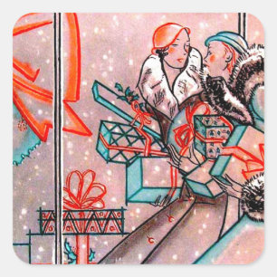 Christmas Shopping Square Sticker