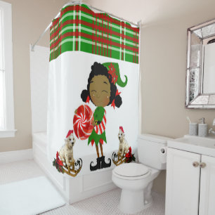 Christmas Shower Curtain, African Elf Shower Curtain