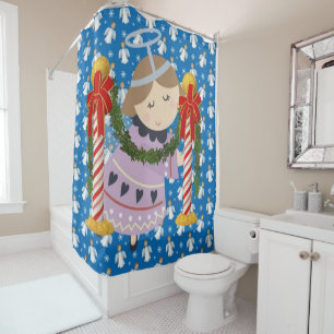Christmas Shower Curtain, Angel Curtain