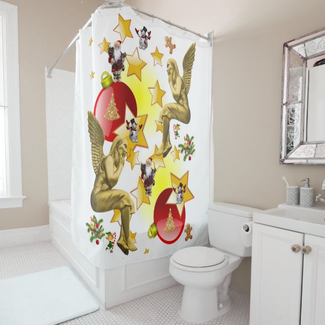 Christmas Shower Curtain, Christmas Angel Curtain (In Situ)