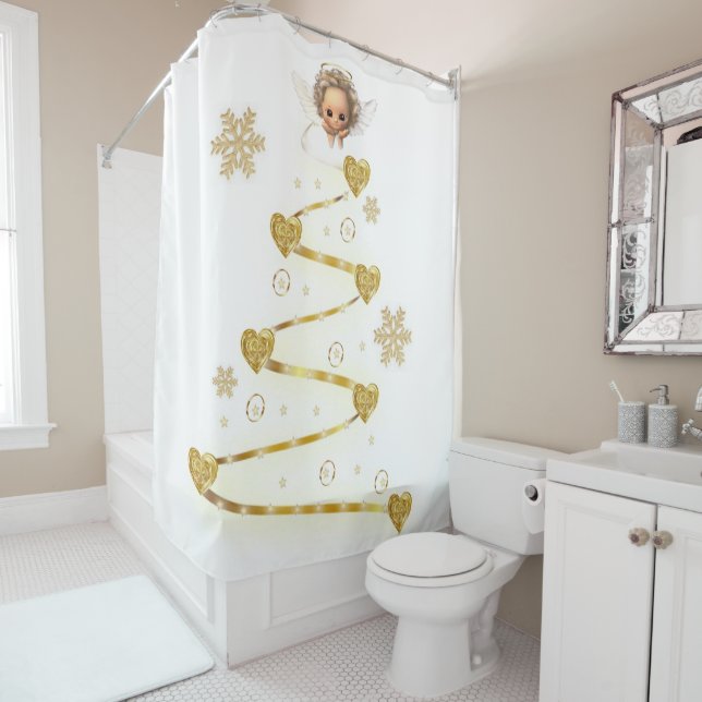 Christmas Shower Curtain, Christmas Angel Shower Curtain (In Situ)