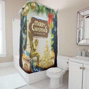 Christmas Shower Curtain, Christmas Angel Shower Curtain