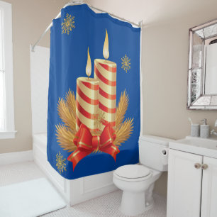 Christmas Shower Curtain, Christmas Candle Curtain