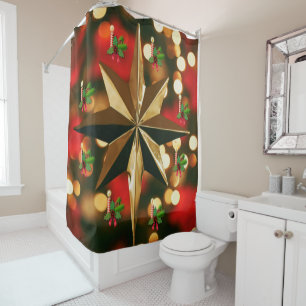 Christmas Shower Curtain, Christmas Candle Shower Curtain