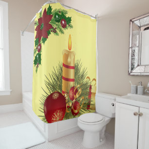 Christmas Shower Curtain, Christmas Candle Shower Curtain