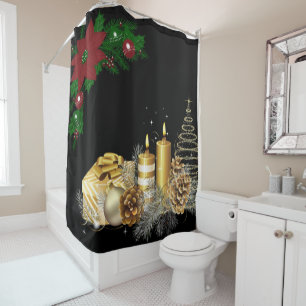 Christmas Shower Curtain, Christmas Candle Shower Curtain