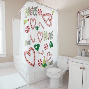 Christmas Shower Curtain, Christmas Noel  Shower Curtain