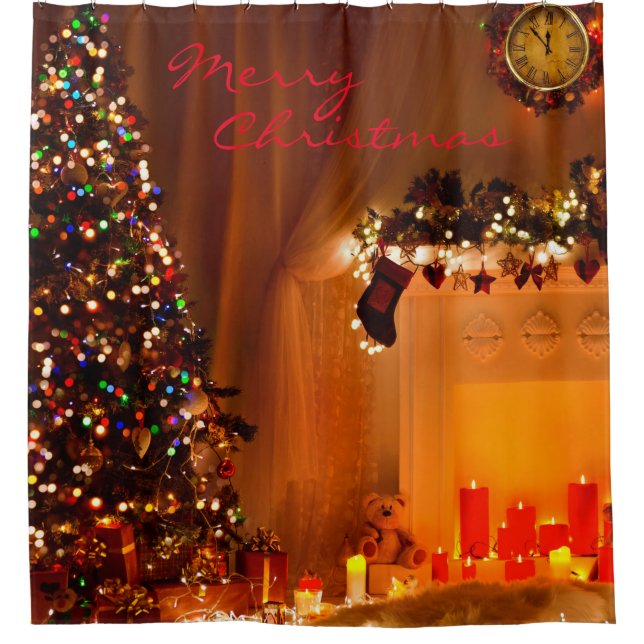 Christmas Shower Curtain/Christmas Tree Curtain (Front)