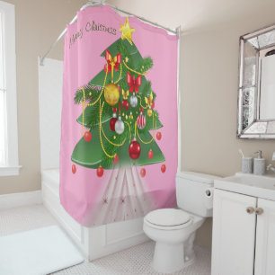 Christmas Shower Curtain, Christmas Tree Curtain