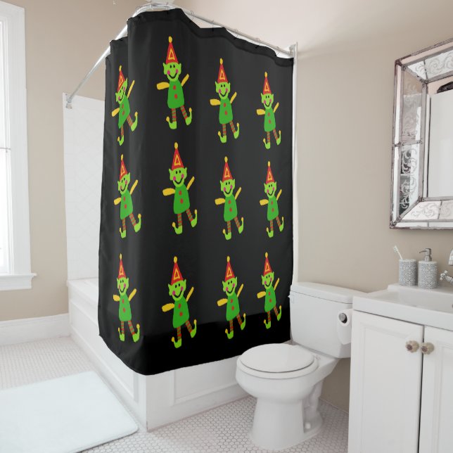 Christmas Shower Curtain Elf (In Situ)