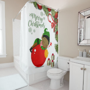 Christmas Shower Curtain, Elf Curtain