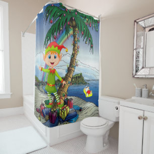 Christmas Shower Curtain, Elf Curtain