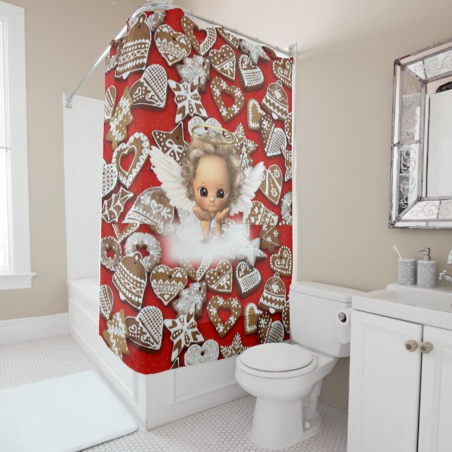 Christmas Shower Curtain, Elf Curtain (In Situ)