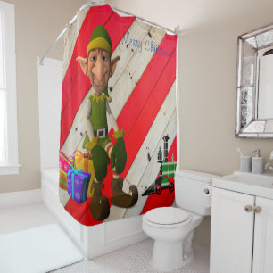 Christmas Shower Curtain, Elf Curtain