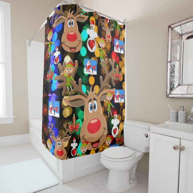 Christmas Shower Curtain, Elf Shower Curtain (In Situ)